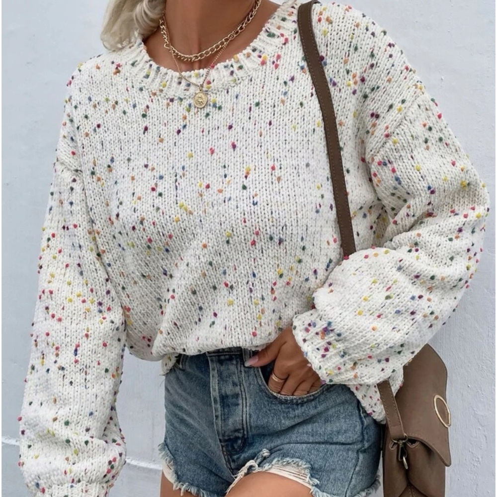 New space Dye Print Crewneck knit long sleeve sweater